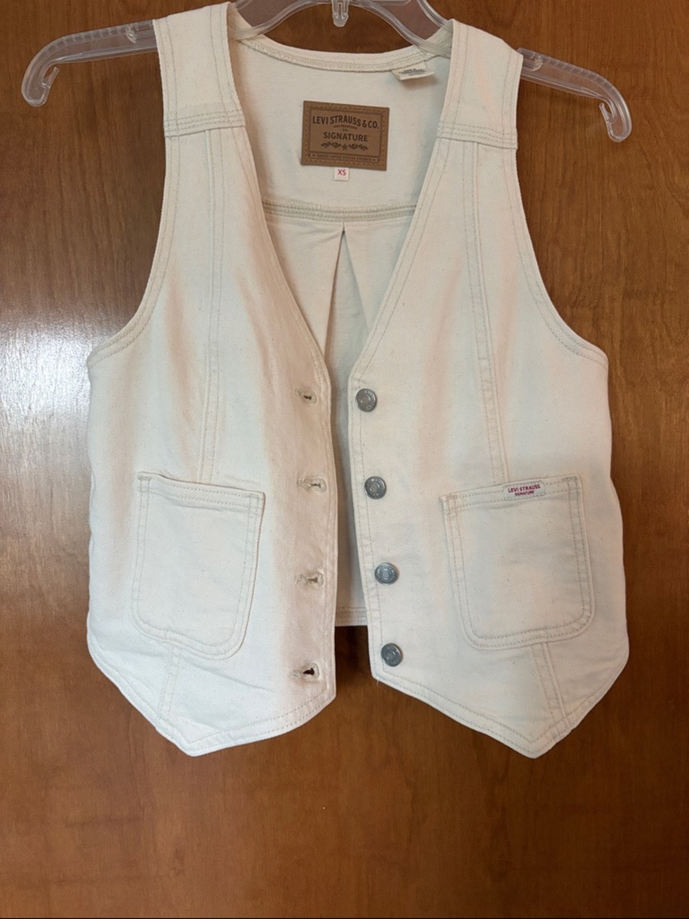 Signature by Levi Strauss Cream Cotton Button Vest - Picture 6 of 6